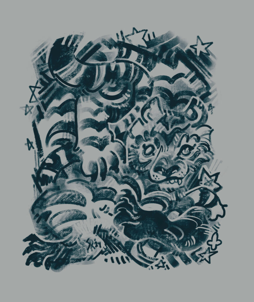 A tonal mess of a tiger.